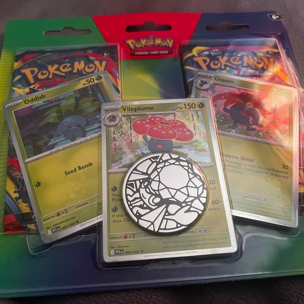 Pokemon Trading Card Pack with Green, Red, Blue, Yellow